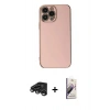 MARSİLYAN™- iPhone 15 Pro Max Kılıf Yankı Serisi - Siyah Bilvis 3D Mat Cam Ekran Koruyucu + Raze Metal Kamera Lens - TMGI