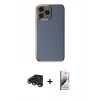 MARSİLYAN™- iPhone 15 Pro Max Kılıf Yankı Serisi - Siyah Bilvis 3D Mat Cam Ekran Koruyucu + Raze Metal Kamera Lens - TMGI