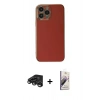 MARSİLYAN™- iPhone 15 Pro Max Kılıf Yankı Serisi - Siyah Bilvis 3D Mat Cam Ekran Koruyucu + Raze Metal Kamera Lens - TMGI
