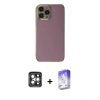 MARSİLYAN™- iPhone 15 Pro Max Kılıf Yankı Serisi - Siyah Bilvis 5in1 3D Magic Cam Ekran Koruyucu + Gri PVD Metal Kamera Lens
