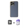 MARSİLYAN™- iPhone 15 Pro Max Kılıf Yankı Serisi - Siyah Bilvis 5in1 3D Magic Cam Ekran Koruyucu + Gri PVD Metal Kamera Lens