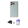 MARSİLYAN™- iPhone 15 Pro Max Kılıf Yankı Serisi - Siyah Bilvis 5in1 3D Magic Cam Ekran Koruyucu + Gümüş Raze Metal Kamera Lens