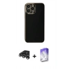 MARSİLYAN™- iPhone 15 Pro Max Kılıf Yankı Serisi - Siyah Bilvis 5in1 3D Magic Cam Ekran Koruyucu + Gümüş Raze Metal Kamera Lens