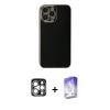 MARSİLYAN™- iPhone 15 Pro Max Kılıf Yankı Serisi - Siyah Bilvis 5in1 3D Magic Cam Ekran Koruyucu + PVD Metal Kamera Lens - GS