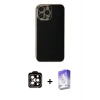 MARSİLYAN™- iPhone 15 Pro Max Kılıf Yankı Serisi - Siyah Bilvis 5in1 3D Magic Cam Ekran Koruyucu + PVD Metal Kamera Lens - TU