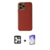 MARSİLYAN™- iPhone 15 Pro Max Kılıf Yankı Serisi - Siyah Bilvis 5in1 3D Magic Cam Ekran Koruyucu + PVD Metal Kamera Lens - GS