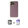 MARSİLYAN™- iPhone 15 Pro Max Kılıf Yankı Serisi - Siyah Bilvis 5in1 3D Magic Cam Ekran Koruyucu + PVD Metal Kamera Lens - GS