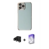 MARSİLYAN™- iPhone 15 Pro Max Kılıf Yankı Serisi - Siyah Bilvis 5in1 3D Magic Cam Ekran Koruyucu + Raze Metal Kamera Lens - SH