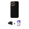 MARSİLYAN™- iPhone 15 Pro Max Kılıf Yankı Serisi - Siyah Bilvis 5in1 3D Magic Cam Ekran Koruyucu + Raze Metal Kamera Lens - SH