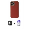MARSİLYAN™- iPhone 15 Pro Max Kılıf Yankı Serisi - Siyah Bilvis 5in1 3D Magic Cam Ekran Koruyucu + PVD Metal Kamera Lens - SH