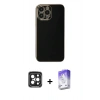 MARSİLYAN™- iPhone 15 Pro Max Kılıf Yankı Serisi - Siyah Bilvis 5in1 3D Magic Cam Ekran Koruyucu + PVD Metal Kamera Lens - SH