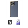 MARSİLYAN™- iPhone 15 Pro Max Kılıf Yankı Serisi - Siyah Bilvis 5in1 5D Magic Hayalet Cam Ekran Koruyucu + PVD Metal Kamera Lens - SH