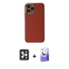 MARSİLYAN™- iPhone 15 Pro Max Kılıf Yankı Serisi - Siyah Bilvis 5in1 5D Magic Hayalet Cam Ekran Koruyucu + PVD Metal Kamera Lens - SH