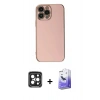 MARSİLYAN™- iPhone 15 Pro Max Kılıf Yankı Serisi - Siyah Bilvis 5in1 5D Magic Hayalet Cam Ekran Koruyucu + PVD Metal Kamera Lens - SH