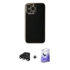 MARSİLYAN™- iPhone 15 Pro Max Kılıf Yankı Serisi - Siyah Bilvis 5in1 5D Magic Hayalet Cam Ekran Koruyucu + Titanyum Gri Raze Metal Kamera Lens