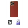 MARSİLYAN™- iPhone 15 Pro Max Kılıf Yankı Serisi - Siyah Bilvis 5in1 5D Magic Hayalet Cam Ekran Koruyucu + PVD Metal Kamera Lens - LT