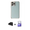 MARSİLYAN™- iPhone 15 Pro Max Kılıf Yankı Serisi - Siyah Bilvis 5in1 5D Magic Hayalet Cam Ekran Koruyucu + Raze Metal Kamera Lens - SH