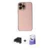 MARSİLYAN™- iPhone 15 Pro Max Kılıf Yankı Serisi - Siyah Bilvis 5in1 5D Magic Hayalet Cam Ekran Koruyucu + Titanyum Gri Raze Metal Kamera Lens