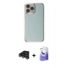 MARSİLYAN™- iPhone 15 Pro Max Kılıf Yankı Serisi - Siyah Bilvis 5in1 5D Magic Hayalet Cam Ekran Koruyucu + Titanyum Gri Raze Metal Kamera Lens