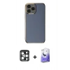 MARSİLYAN™- iPhone 15 Pro Max Kılıf Yankı Serisi - Siyah Bilvis 5in1 5D Magic Hayalet Cam Ekran Koruyucu + PVD Metal Kamera Lens - LT