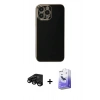 MARSİLYAN™- iPhone 15 Pro Max Kılıf Yankı Serisi - Siyah Bilvis 5in1 5D Magic Hayalet Cam Ekran Koruyucu + Raze Metal Kamera Lens - SH