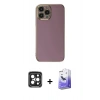 MARSİLYAN™- iPhone 15 Pro Max Kılıf Yankı Serisi - Siyah Bilvis 5in1 5D Magic Hayalet Cam Ekran Koruyucu + PVD Metal Kamera Lens - SH