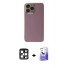 MARSİLYAN™- iPhone 15 Pro Max Kılıf Yankı Serisi - Siyah Bilvis 5in1 5D Magic Hayalet Cam Ekran Koruyucu + PVD Metal Kamera Lens - LT