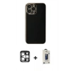 MARSİLYAN™- iPhone 15 Pro Max Kılıf Yankı Serisi - Siyah Bilvis Hayalet Cam Ekran Koruyucu + PVD Metal Kamera Lens - GS