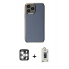 MARSİLYAN™- iPhone 15 Pro Max Kılıf Yankı Serisi - Siyah Bilvis Hayalet Cam Ekran Koruyucu + PVD Metal Kamera Lens - GS