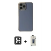 MARSİLYAN™- iPhone 15 Pro Max Kılıf Yankı Serisi - Siyah Bilvis Hayalet Cam Ekran Koruyucu + PVD Metal Kamera Lens - SH