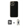 MARSİLYAN™- iPhone 15 Pro Max Kılıf Yankı Serisi - Siyah Bilvis Hayalet Cam Ekran Koruyucu + PVD Metal Kamera Lens - SH