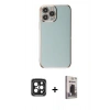 MARSİLYAN™- iPhone 15 Pro Max Kılıf Yankı Serisi - Siyah Bilvis Hayalet Cam Ekran Koruyucu + PVD Metal Kamera Lens - SH
