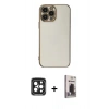 MARSİLYAN™- iPhone 15 Pro Max Kılıf Yankı Serisi - Siyah Bilvis Hayalet Cam Ekran Koruyucu + PVD Metal Kamera Lens - SH
