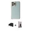 MARSİLYAN™- iPhone 15 Pro Max Kılıf Yankı Serisi - Siyah Bilvis Hayalet Cam Ekran Koruyucu + Raze Metal Kamera Lens - SH