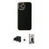 MARSİLYAN™- iPhone 15 Pro Max Kılıf Yankı Serisi - Siyah Bilvis Hayalet Cam Ekran Koruyucu + Raze Metal Kamera Lens - SH