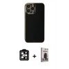 MARSİLYAN™- iPhone 15 Pro Max Kılıf Yankı Serisi - Siyah Bilvis Hayalet Cam Ekran Koruyucu + PVD Metal Kamera Lens - TU