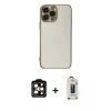 MARSİLYAN™- iPhone 15 Pro Max Kılıf Yankı Serisi - Siyah Bilvis Hayalet Cam Ekran Koruyucu + PVD Metal Kamera Lens - TU