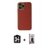 MARSİLYAN™- iPhone 15 Pro Max Kılıf Yankı Serisi - Siyah Bilvis Hayalet Cam Ekran Koruyucu + PVD Metal Kamera Lens - TU