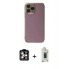 MARSİLYAN™- iPhone 15 Pro Max Kılıf Yankı Serisi - Siyah Bilvis Hayalet Cam Ekran Koruyucu + PVD Metal Kamera Lens - TU