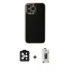 MARSİLYAN™- iPhone 15 Pro Max Kılıf Yankı Serisi - Siyah Bilvis Hayalet Cam Ekran Koruyucu + PVD Metal Kamera Lens - TU