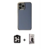 MARSİLYAN™- iPhone 15 Pro Max Kılıf Yankı Serisi - Siyah Bilvis Hayalet Cam Ekran Koruyucu + PVD Metal Kamera Lens - TU