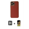 MARSİLYAN™- iPhone 15 Pro Max Kılıf Yankı Serisi - Siyah Buffer Cam Ekran Koruyucu + PVD Metal Kamera Lens - GI