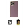 MARSİLYAN™- iPhone 15 Pro Max Kılıf Yankı Serisi - Siyah Buffer Cam Ekran Koruyucu + PVD Metal Kamera Lens - LT