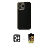 MARSİLYAN™- iPhone 15 Pro Max Kılıf Yankı Serisi - Siyah Buffer Cam Ekran Koruyucu + PVD Metal Kamera Lens - LT