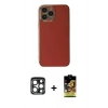 MARSİLYAN™- iPhone 15 Pro Max Kılıf Yankı Serisi - Siyah Buffer Cam Ekran Koruyucu + PVD Metal Kamera Lens - LT