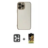 MARSİLYAN™- iPhone 15 Pro Max Kılıf Yankı Serisi - Siyah Buffer Cam Ekran Koruyucu + PVD Metal Kamera Lens - LT