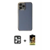 MARSİLYAN™- iPhone 15 Pro Max Kılıf Yankı Serisi - Siyah Buffer Cam Ekran Koruyucu + PVD Metal Kamera Lens - LT