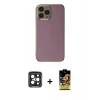 MARSİLYAN™- iPhone 15 Pro Max Kılıf Yankı Serisi - Siyah Buffer Cam Ekran Koruyucu + PVD Metal Kamera Lens - SH