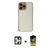 MARSİLYAN™- iPhone 15 Pro Max Kılıf Yankı Serisi - Siyah Buffer Cam Ekran Koruyucu + PVD Metal Kamera Lens - GS