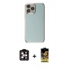 MARSİLYAN™- iPhone 15 Pro Max Kılıf Yankı Serisi - Siyah Buffer Cam Ekran Koruyucu + PVD Metal Kamera Lens - TU